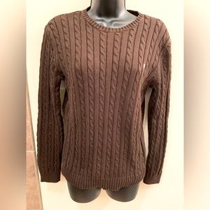 Ralph Lauren chocolate brown cable knit sweater.  Size M.